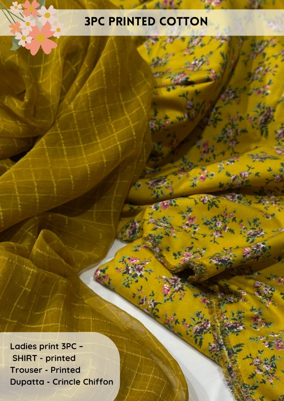 3pc Cotton Suit For Mid Season