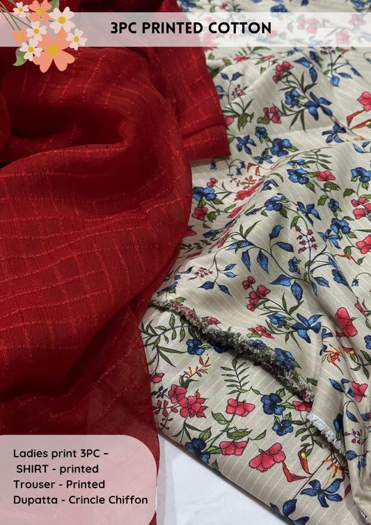 3pc Cotton Suit For Mid Season