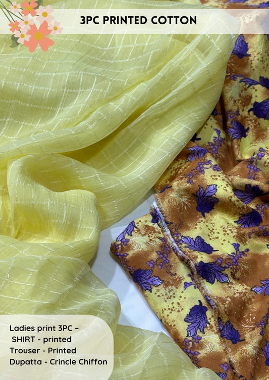 3pc Cotton Suit For Mid Season