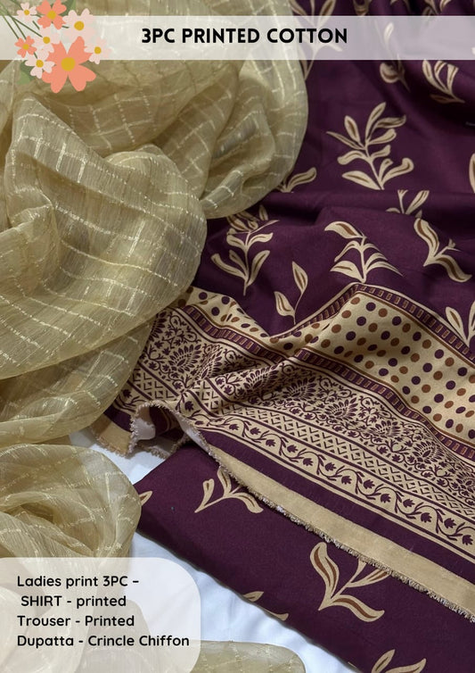 3pc Cotton Suit For Mid Season