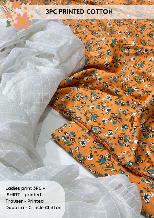 3pc Cotton Suit For Mid Season