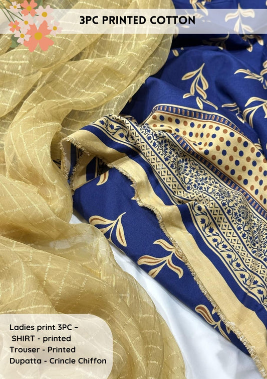 3pc Cotton Suit For Mid Season